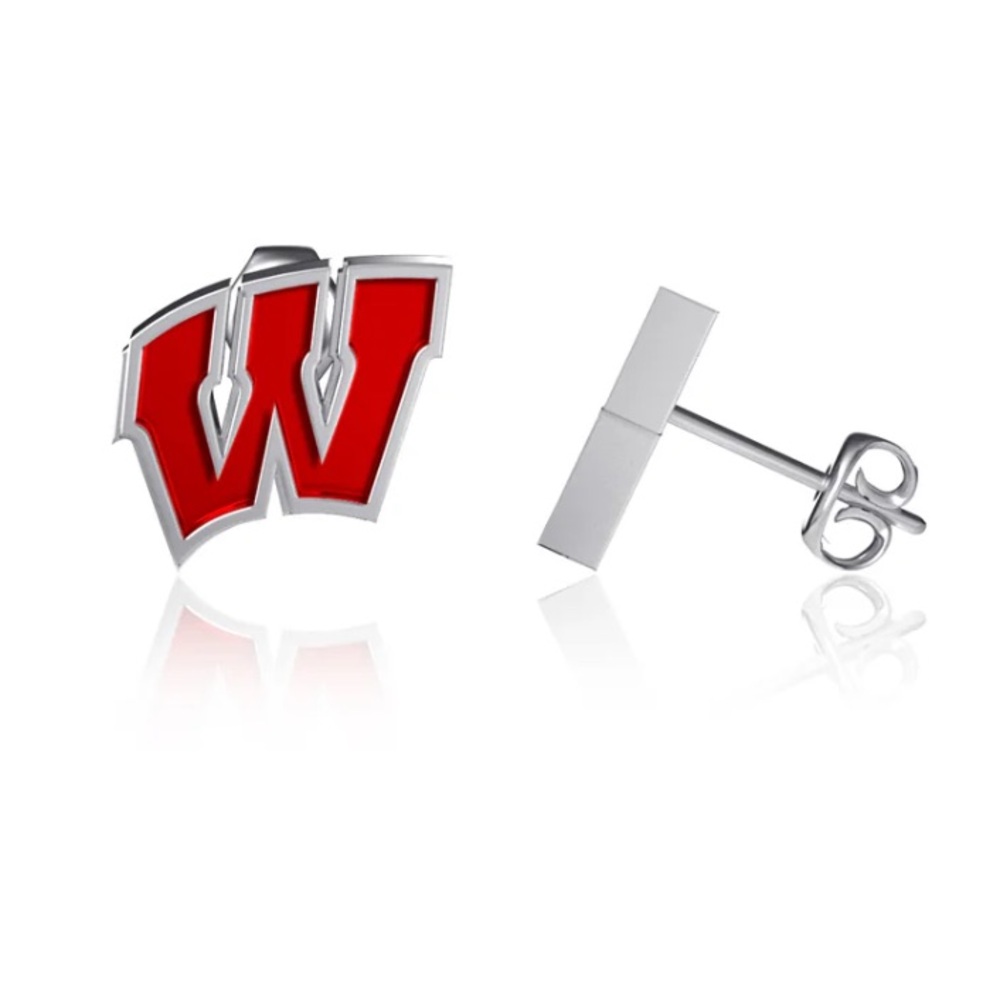 Dayna Designs University of Wisconsin Badgers Sterling Silver Enamel Studs